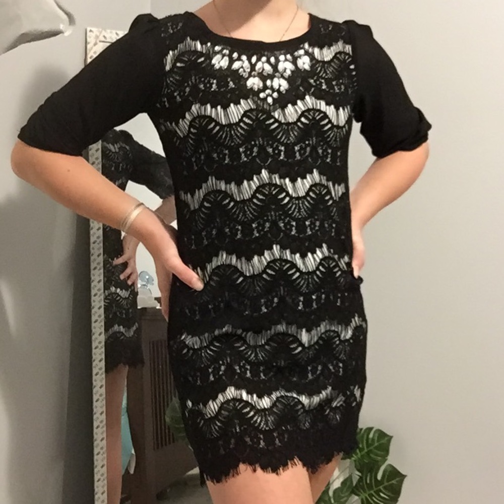 Black And White Lace Dress